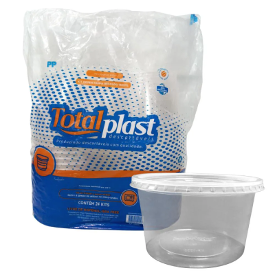 Kit Pote E Tampa 1500Ml Redondo Totalplast 8X24Un