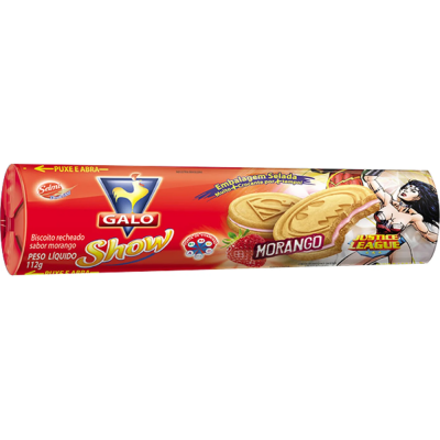 Biscoito Show Recheado Morango Galo 36X112G